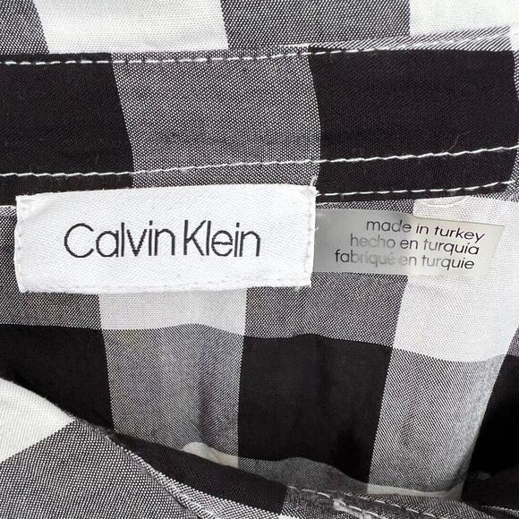Womens Calvin Klein Button Down in Black White Gingham Plaid Shirt SOFT Size XL - Picture 6 of 7
